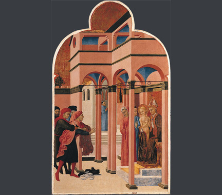 Sassetta: 'Saint Francis renounces his Earthly Father'.