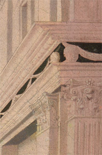 Zanobi Strozzi: Detail of the corner of the palace in 'The Abduction of Helen'.