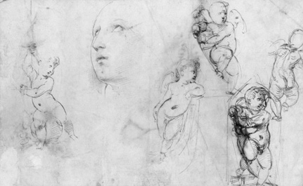 Sketch of head for Raphael, Saint Catherine