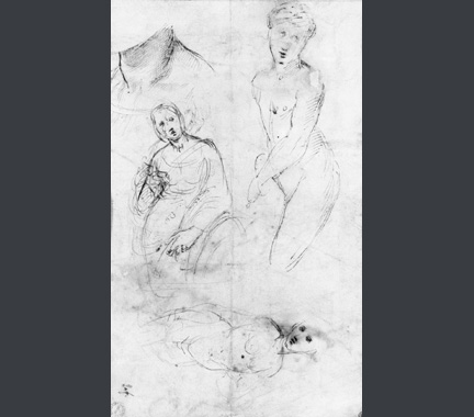 Sketch of three-quarter length composition for Raphael, Saint Catherine