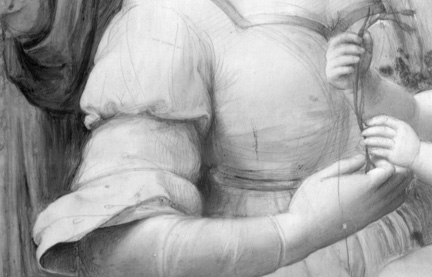 Detail from IRR of Raphael, The Madonna of the Pinks