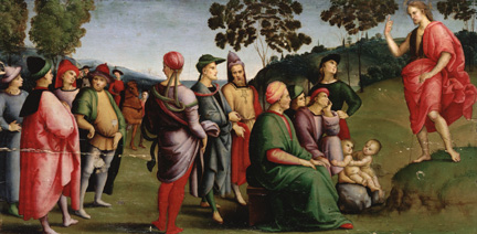 After cleaning, Raphael, Saint John the Baptist Preaching, 1505