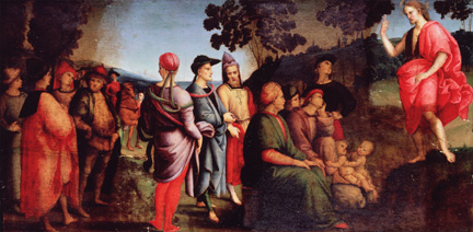 During cleaning, Raphael, Saint John the Baptist Preaching, 1505