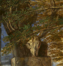 Titian: Detail of the deer skull from 'Diana and Actaeon'.