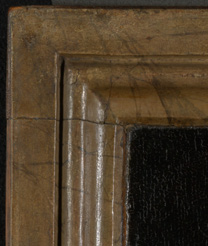 Detail from the upper-right corner of 'Margaret, the Artist's Wife' painting by Jan van Eyck, 1439