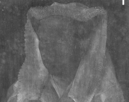 Jan van Eyck: 'Margaret, the Artist's Wife', 1439, detail of X-radiograph