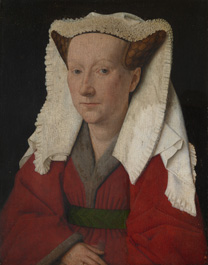 'Margaret, the Artist's Wife' by Jan van Eyck, 1439, during cleaning