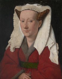'Margaret, the Artist's Wife' by Jan van Eyck, 1439, during cleaning