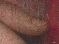 Jan van Eyck: 'Margaret, the Artist's Wife', 1439, photomicrograph of Margaret's right thumb