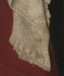 'Margaret, the Artist's Wife' by Jan van Eyck, 1439, detail before cleaning