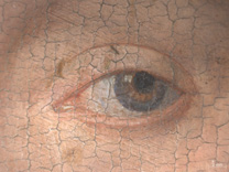 'Margaret, the Artist's Wife' by Jan van Eyck, 1439, eye photomicrograph before cleaning