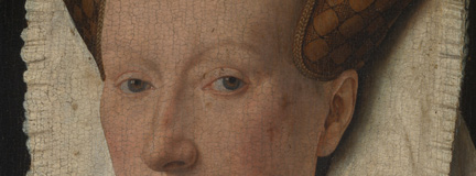 Jan van Eyck: 'Margaret, the Artist's Wife', 1439, detail before cleaning