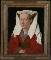 Photograph of 'Margaret, the Artist's Wife' painting by Jan van Eyck, 1439, after cleaning