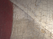 Photomicrograph of the detail from 'Margaret, Artist's Wife' painting by Jan van Eyck, 1439, during cleaning