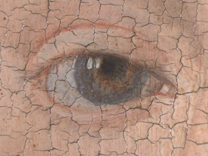 Jan van Eyck: 'Margaret, the Artist's Wife', 1439, photomicrograph of her right eye