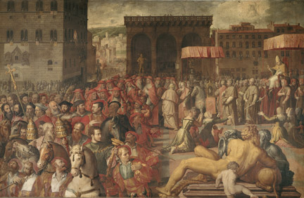 Giorgio Vasari: 'The Procession of Leo Xi n the Piazza della Signoria 1515'.