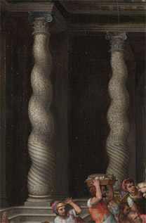 Marcello Venusti: Detail showing columns from 'The Purification of the Temple'.