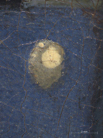Photomicrograph detail from Johannes Vermeer, 'The Music Lesson', about 1662–3, about 1662–3. Royal Collection Trust / © Her Majesty Queen Elizabeth II 2013