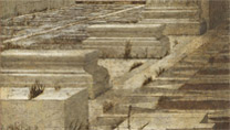 Andrea del Verrocchio: Detail of weeds growing out of the architecture from 'The Virgin adoring the Infant Christ ('The Ruskin Madonna').
