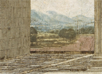 Andrea del Verrocchio: Detail of pavement from 'The Virgin adoring the Infant Christ ('The Ruskin Madonna').