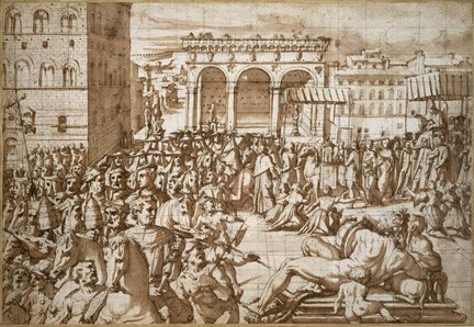Giorgio Vasari: 'The Procession of Pope Leo X, through the Piazza della Signoria, Florence, in 1515'.