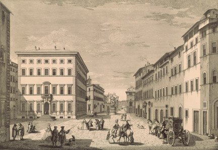Giuseppe Zocchi: 'View of the Street leading to Santa Maria Novella'.