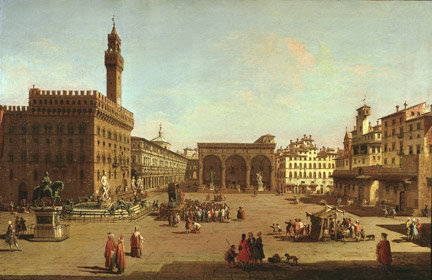Giuseppe Zocchi: 'Piazza della Signoria'.